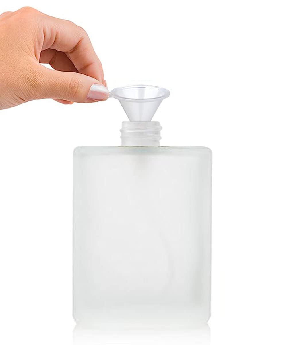 JJKMALL 100ML 3.4OZ Refillable Spray Perfume Bottles large cosmetic Fine Mist Atomizer Empty Frosted Clear Glass Essential Oil Container for Travel Makeup Party Refill tool