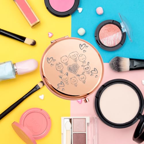 WSNANG Cartoon Member Makeup Mirror Stay Fandom Compact Mirror Music Lover Merch Band Fans Gifts (S-Z Mirror)