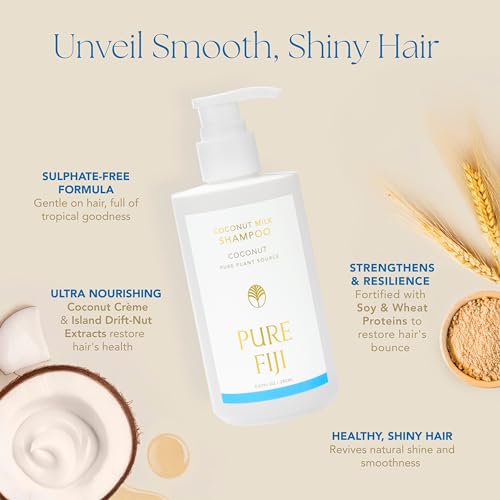 PURE FIJI Coconut Milk Shampoo, Coconut (9.47 Fl. Oz /280ml)