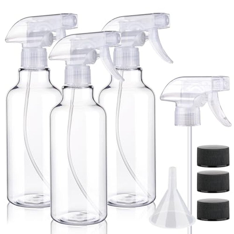 3-Pack 10oz Spray Bottles with Adjustable Nozzle & Funnel