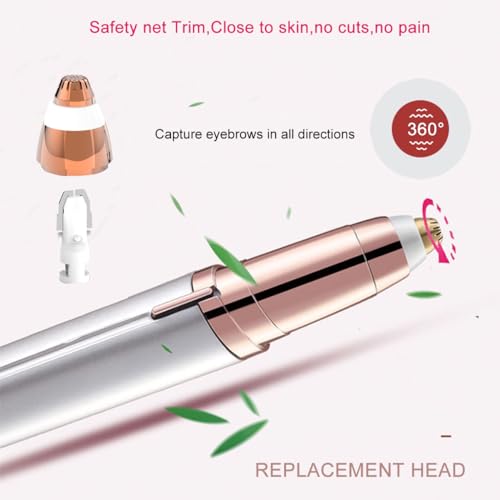 4 Pack Replacement Heads Compatible with Flawless Eyebrow Hair Remover Tool for Women, Rose Gold with a clean brush
