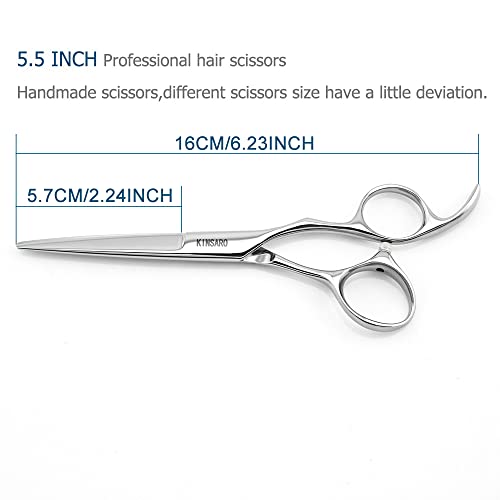 5.5" Professional Hair Scissors Barber Scissors Haircut Scissors Hair Cutting Scissors Hairdresser Scissors 440C Hair Shears Blind Hole Convex Edge KINSARO