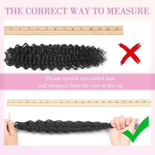 Human Crochet Hair for Black Women Curly Knotless Human Hair Crochet Bundles 18 Inch 50g Pre-Separated Feather Crochet Human Hair Wet and Wavy Invisible Crochet Hair Extensions Kit Natural Black