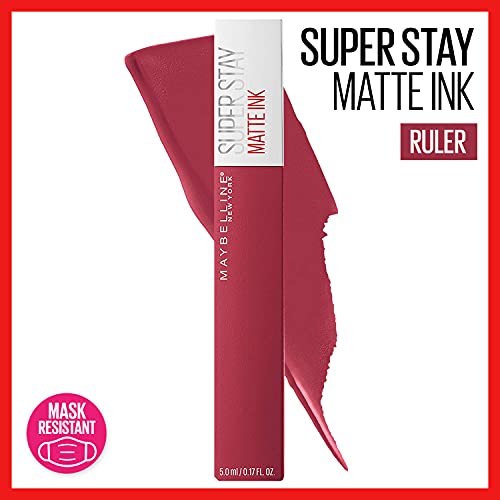 Maybelline Super Stay Matte Ink Liquid Lipstick Makeup, Long Lasting High Impact Color, Up to 16H Wear, Ruler, Deep Cranberry, 1 Count