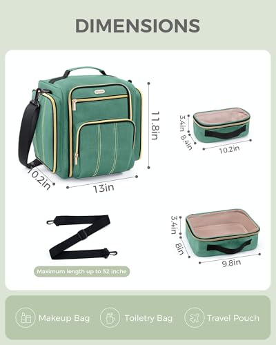 Large Travel Makeup Bag with 4 Removable Pockets