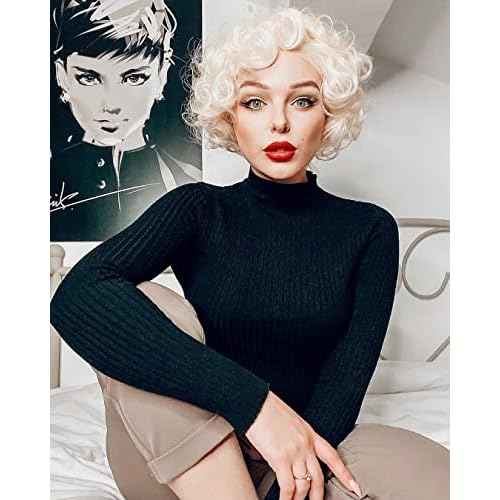 Imstyle Blonde Curly Synthetic Wig Heat Resistant Celebrity Costume Cosplay Short Lace Wig