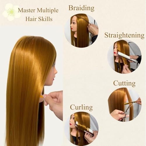 28" Light Auburn Hair Mannequin Head for Styling & Braiding