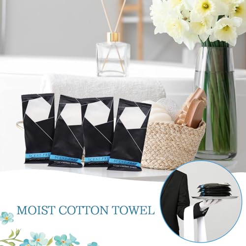 150 Pcs Moist Towel Bulk Moist Towelettes Individually Wrapped,White Towel Services 8.5''x8.5'' Unscented Wet Hand Towels,Disposable Refreshment Pre Moistened Towels for Travel Camping Sport Spa Party