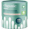 Cliganic Organic Cotton Swabs, 400 Count - 100% Pure Natural Cotton, Chlorine-Free Hypoallergenic, Soft, Gentle & Absorbent Paper Buds