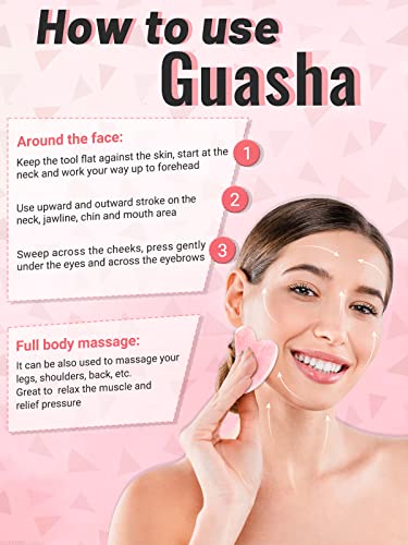 Deciniee Pink Jade Face Roller & Gua Sha Set for Skin Care, Anti-Aging, Relaxation