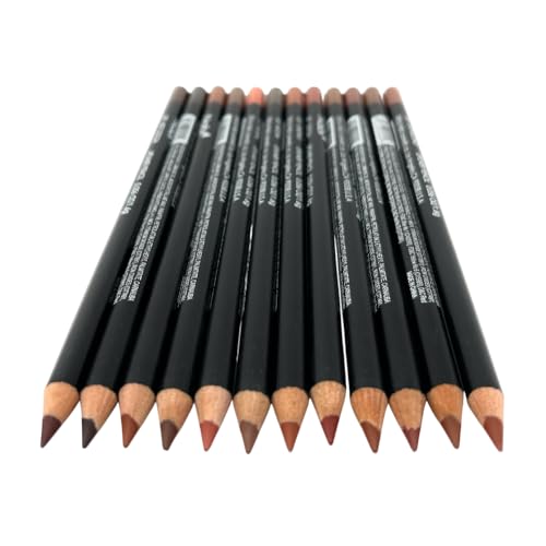 12-Color Wooden Lip Liner Pencil Set, Long-Lasting