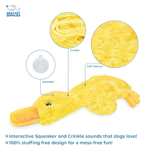 Interactive Crinkle Duck Chew Toy for Dogs - No Stuffing, Large