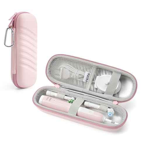 Electric Toothbrush Case for Oral-B Pro/iO/Philips Sonicare, Waterproof Traveling Toothbrush Storage Bag with Mesh Pocket Covers Protection (Pink)