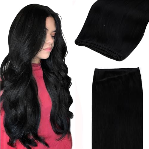 GOO GOO Double Weft Sew In Human Hair Extensions - 22 Inch 110g #1 Jet Black