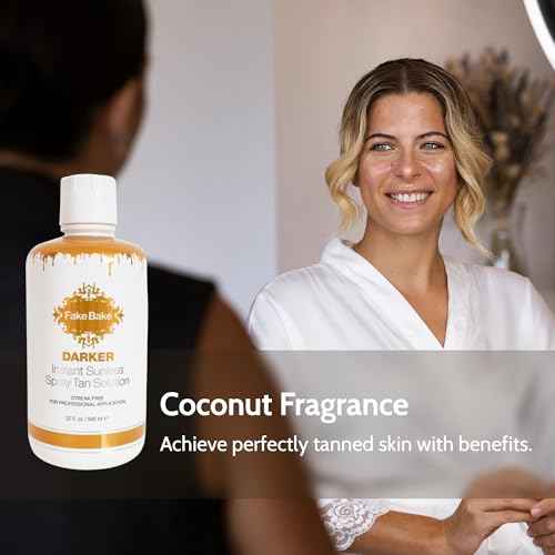 Fake Bake Darker Spray Tan Solution Sunless Self Tanner for Professional Airbrush Machine Long-Lasting Face & Body Glow Bronzing Self Tanning for Women & Men - 32 fl Oz