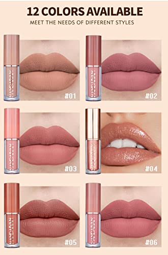 12-Color Matte & Glossy Liquid Lipstick Set – Waterproof
