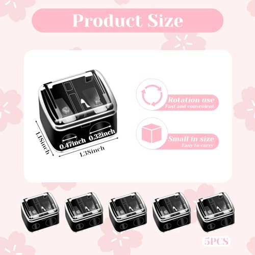 5-Pack Dual-Hole Cosmetic Pencil Sharpener for Eyeliner & Lip Pencils