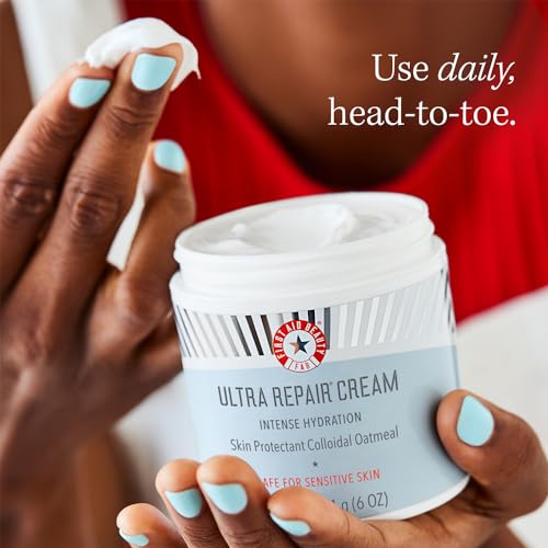 First Aid Beauty Ultra Repair Cream Intense Hydration Moisturizer for Face and Body – Strengthens Skin Barrier + Instantly Relieves Dry, Distressed Skin + Eczema – 6 oz + Bonus 1 oz Travel Size