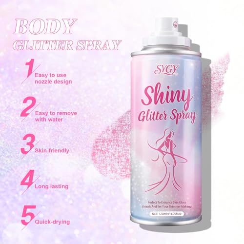 Body Glitter Spray Silver & Pink - Hair, Body & Clothing Shimmer