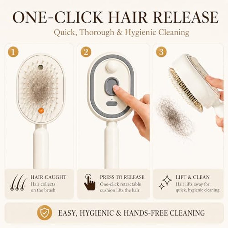 Electric Nano Mist Hair Brush, Rechargeable 3-in-1 Detangler