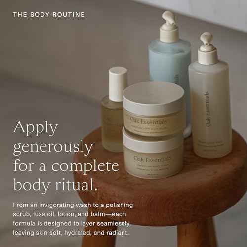 Oak Essentials The Body Routine Set | 5-Step Spa Kit with Blue Tansy Body Lotion, Body Oil, Wash, Scrub & Balm for Hydrated Skin
