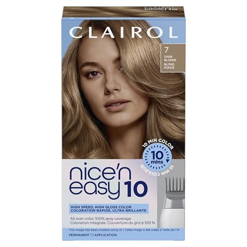 Clairol Nice'N Easy 10 Dark Blonde Hair Dye - 100% Gray Coverage in 10 Minutes
