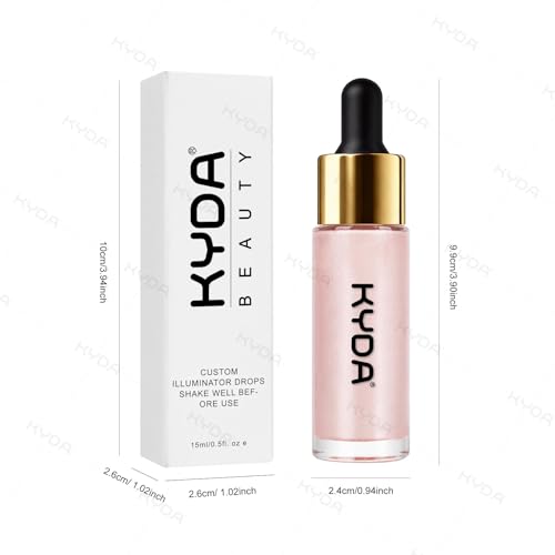KYDA Liquid Highlighter Drops - Multiuse Glow Makeup, Soft Pink
