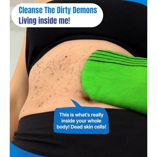 Exfoliating Glove Korean Skin Care Body wash loofah face Lip Body Scrub Dry Brushing Body Brush Foot Back Scrubber scrubbing Bathing Sponge Black Head Remover Gloves (4colors, 4pack)