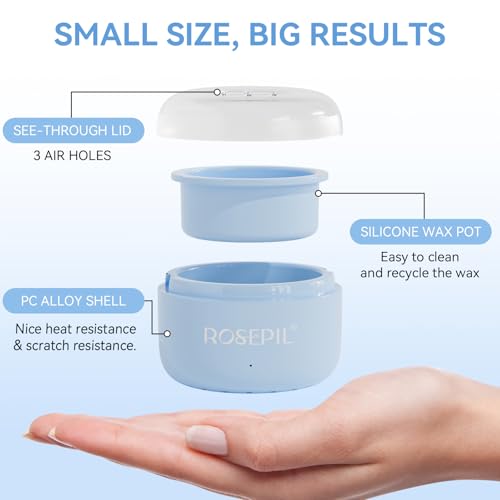Nose Ear Eyebrow Upper Lip Waxing Kit for Men & Women - 50g Wax, 6 Sticks, 6 Nose Applicators, Portable Wax Warmer with Smart Temp Control & Red/Green Light Guidance, Multi-Use Home & Travel