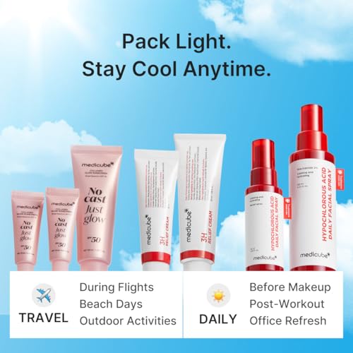 Medicube Summer Skincare Travel Kit | HOCl Spray, Relief Cream & SPF 50