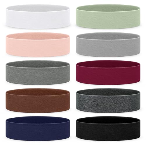 Fishinsea 10 Pack Colorful Elastic Non-Slip Headbands for Women Sports Yoga Workout