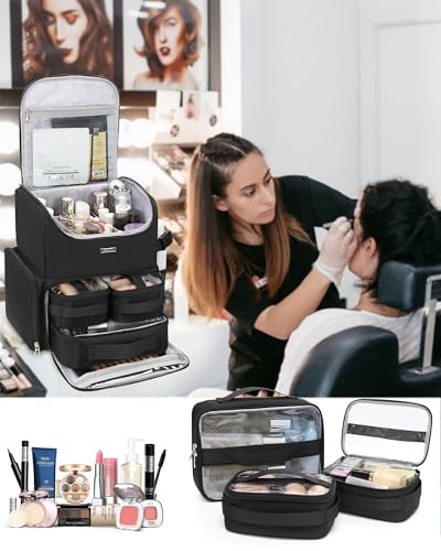 Relavel Professional Makeup Backpack – Large Cosmetic Organizer with 3 Bags