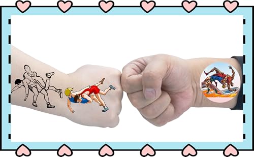 200 Wrestling Temporary Tattoos Stickers - 26 Designs