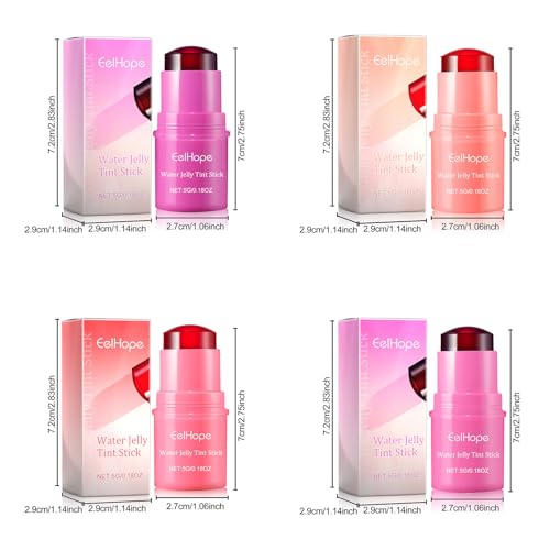 Milk Jelly Blush Stick, Lip and Cheek Makeup Cooling Water Jelly Tint,Vegan & Cruelty Free. (Red)