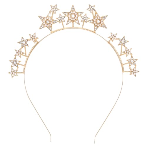 CAKURE Star Halo Crown Headband Rhinestone Stars Tiaras and Crowns Mary Goddess Headpiece Bridal Headwear Party Wedding Hair Accessories for Women and Girls