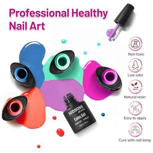 JODSONE 20 Color Vibrant and High Shine Gel Nail Polish Kit with 3 PCS Base Coat and Matte and Glossy Top Coat