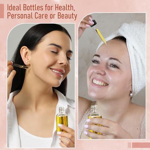4Pcs 2oz Clear Glass Dropper Bottles with Funnel & Labels