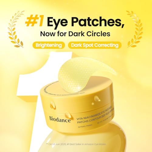 BIODANCE Vita Niacinamide Eye Patches, 60 Count Dark Circle Treatment