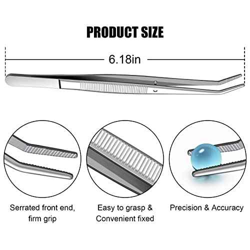 Stainless Steel Tweezers, with Curved Serrated Tip Multipurpose Sewing Machine Tweezers Forceps for Craft Repairing (10PCS)