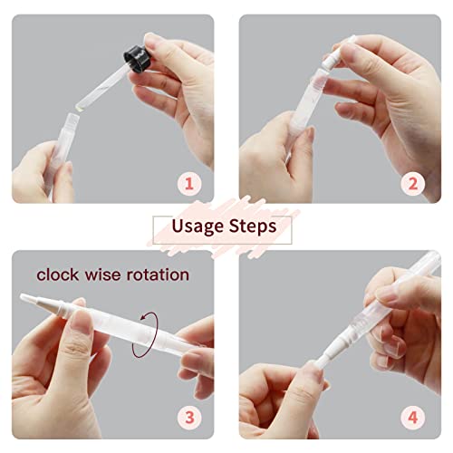 100 Pieces 3 ml Empty Cuticle Oil Pen, Empty Nail Oil Pen, Transparent Twist Pens with Brush Tip, Cosmetic Lip Gloss Containers Eyelash Growth Liquid Tube, with 5 Stickers
