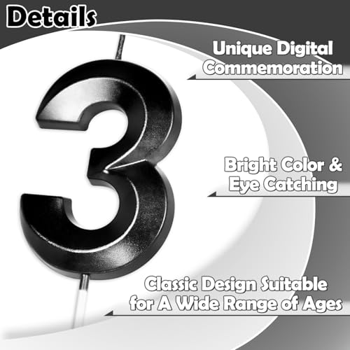 49 Black Birthday Candle Number for 49th Party Decorations