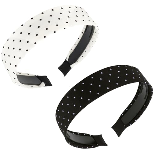 Women & Girls Polka Dot Non-Slip Hair Headbands - Set of 2