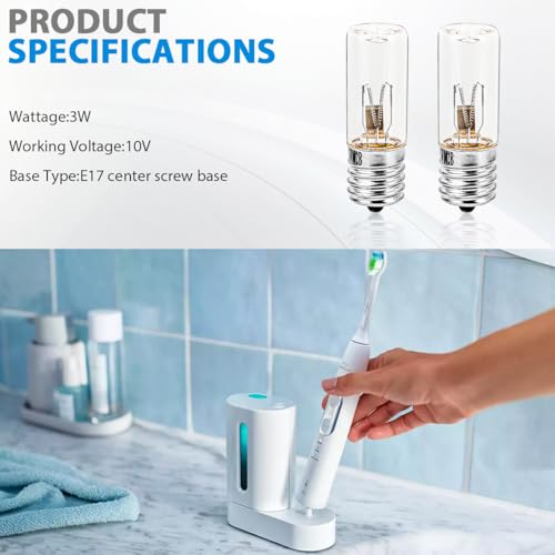2 Pcs for Philips Sonicare HX6150 HX6160/D HX7990 Charger Appliances Bulbs 3W 10V UV Replacement Bulbs