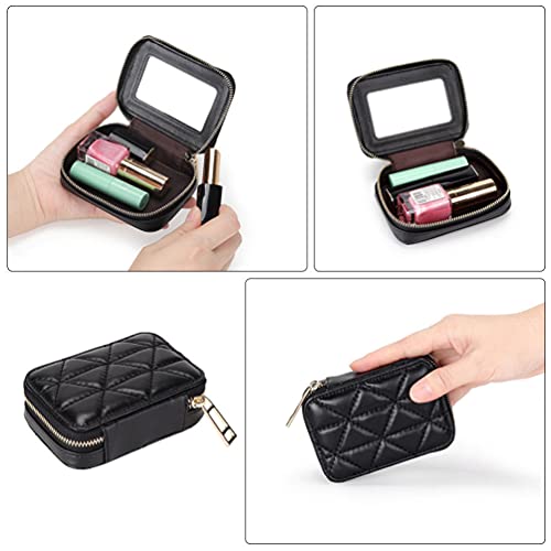 SOIMISS Small Makeup Bag Outdoor Makeup Pouch Lipstick Lip Case Cosmetic Organizer Purse with Mirror for Women