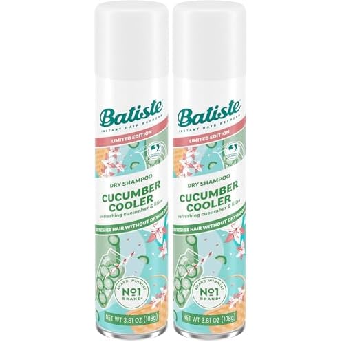 Batiste Dry Shampoo, Limited Edition Cucumber Cooler Scented, Refresh Hair & Absorb Oil Between Washes, 3.81 Oz. (Pack of 2)