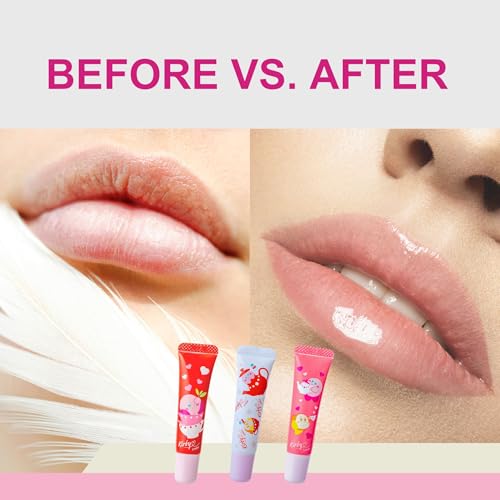 Kirby 3EA Cute Lip Gloss for Girls & Women, Mini Lip Gloss Tubes with Rose, Tea Leaf & Vitamin E, Hydrating Lip Gloss for Women & Lip Moisturizer Made in Japan, Green Tea+ Peach Tea+ Milk Tea