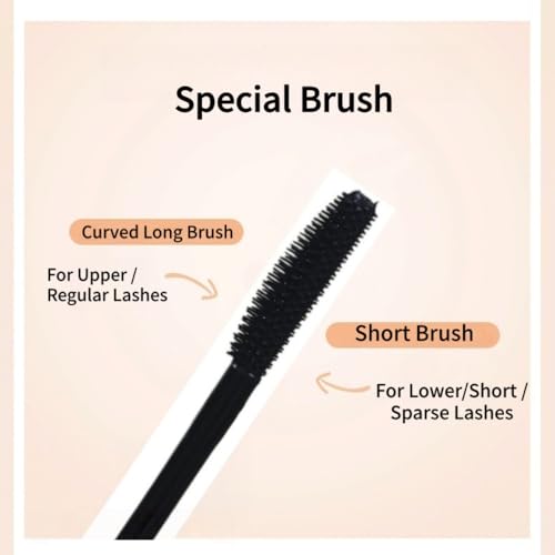 Black Mascara, Waterproof Mascara with Special Brush, Natural, Lightweight, No Clumping and Long-Lasting, Easy to Apply, No Smudge