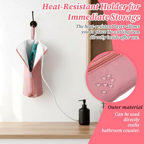 Heat Resistant Hair Iron Holder Travel Bag Pink