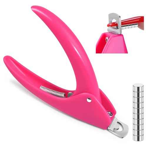 MORGLES Acrylic Nail Clipper with Magnets Sizer, Professional Nail Cutters for Tips with Length Measurement for Salon & Home Manicure Lovers, Pink