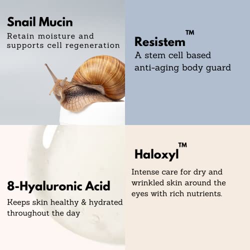 Elensilia (Pack of 2 Snail Mucin Super Repair Facial Cream I 100% Genuine French Sederma Snail Filtrate with Collagen, Ceramide, 8 Types of Hyaluronic Acids